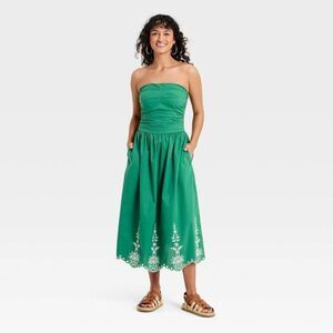 Women's Strapless Midi Sundress - Universal Thread Green XL